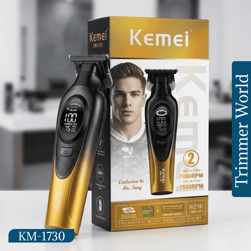 Kemei KM-1730 Rechargeable Trimmer Price Bangladesh Kemei KM-1730 Rechargeable Trimmer Price in Bangladesh | Metal Body, LCD, 7500 RPM