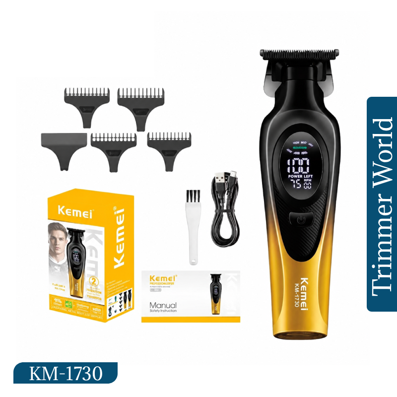 Kemei KM-1730 Professional Cordless Trimmer with LCD Display and Powerful Motor in Bangladesh