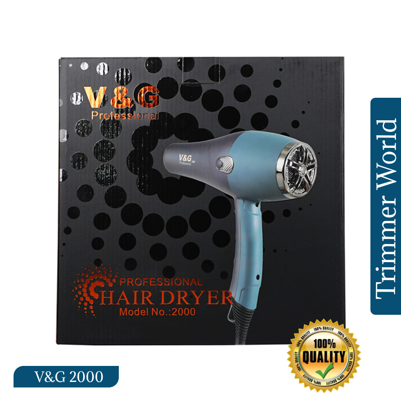 V&G Professional 2000 Hair Dryer with Two Styling Nozzles