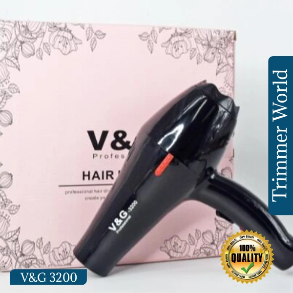 V&G 3200 Professional Hair Dryer Black 1800–2000W