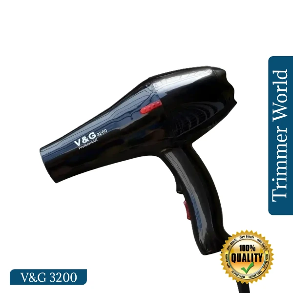 V&G 3200 Professional Hair Dryer with 2 concentrator nozzles and power cord