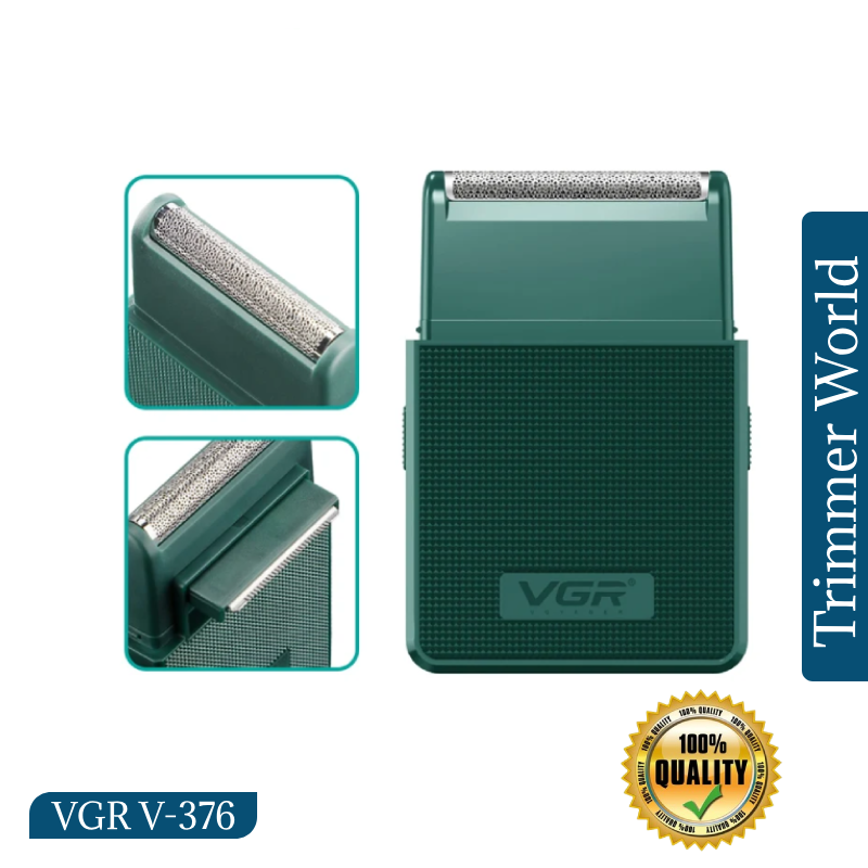 VGR V-376 pocket-size foil shaver for men in black with pop-up trimmer