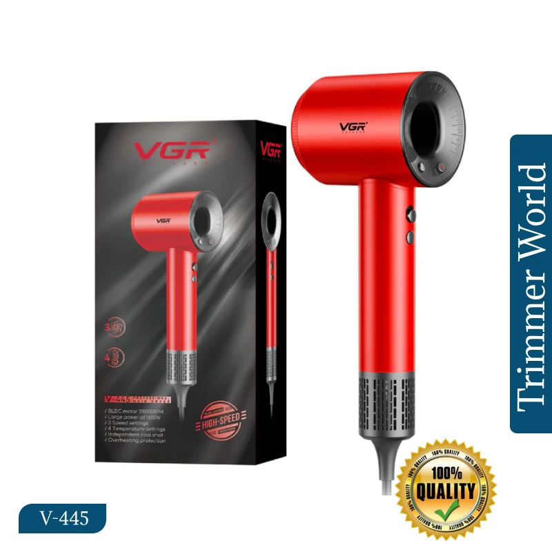 VGR V-445 professional hair dryer with 1600W BLDC motor red color lightweight design