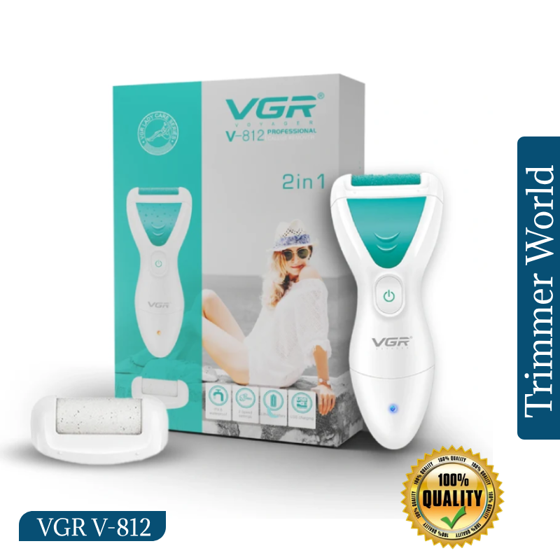 VGR V-812 Professional Callus Remover White – IPX6 Waterproof Electric Foot Care Machine with 2 Speed Settings
